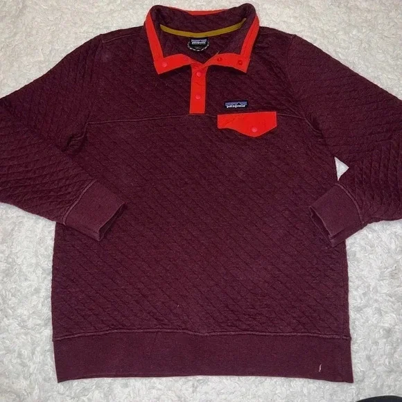 Patagonia Quilted Snap T Button Size Womens Large Red - Picture 2 of 4